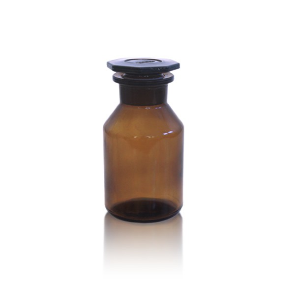 Steilbrustflasche 50ml mit Glasstopfen - Weithals braun