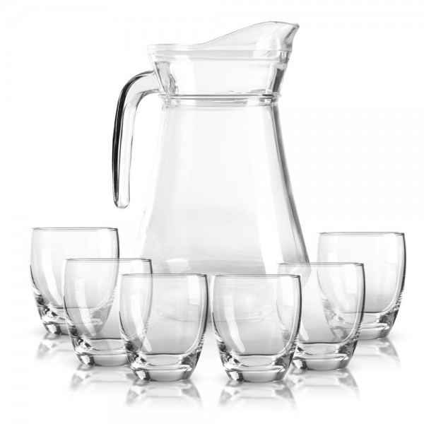 Glaskannen Set France 1,6l + 6 Trinkgläser 0,3l