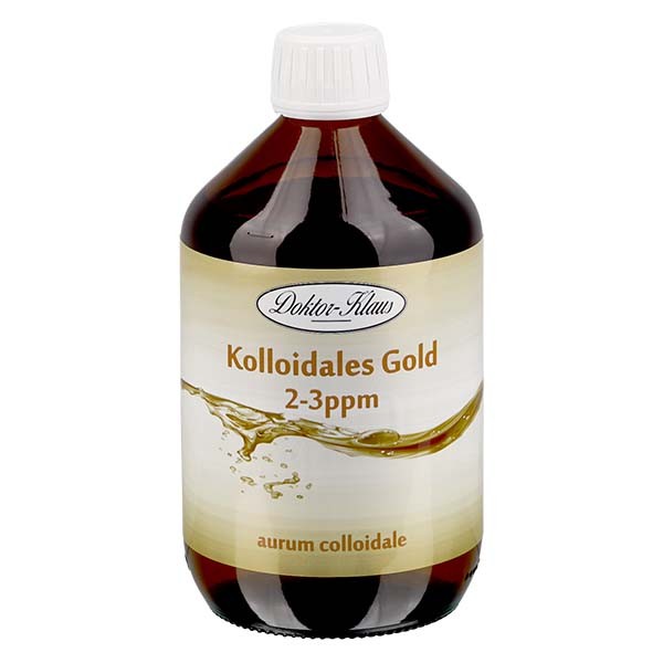 500 ml Kolloidales Gold Doktor-Klaus, 2-3ppm, Braunglasflasche mit Originalitätsverschluss