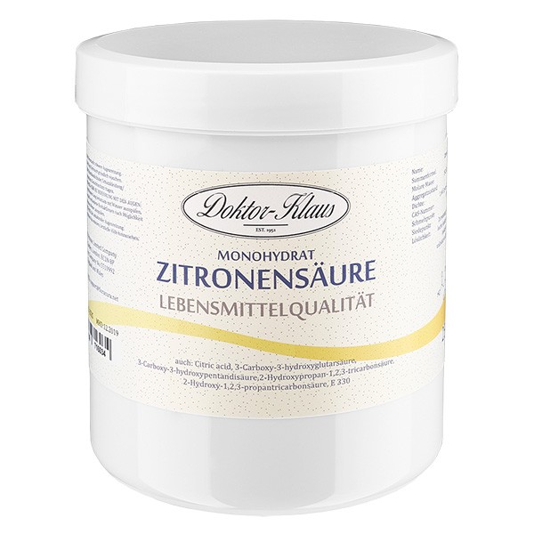 Doktor-Klaus Zitronensäure, 500gr, in Dose ,Lebensmittelqualität