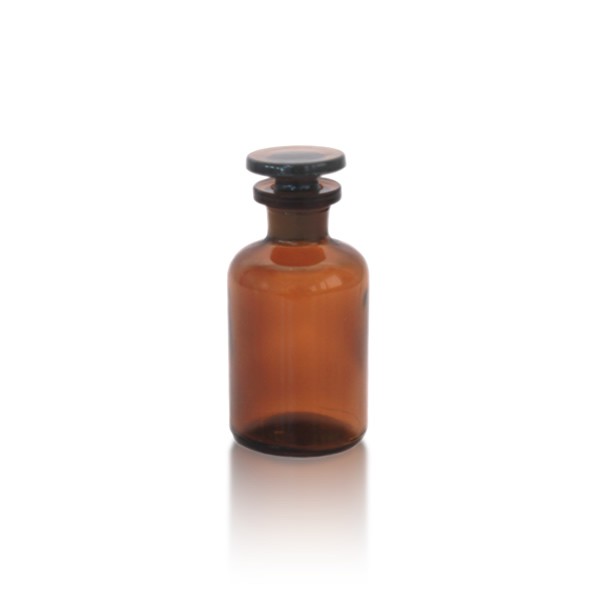 Apothekerflasche 50 ml mit Glasstopfen - Enghals braun