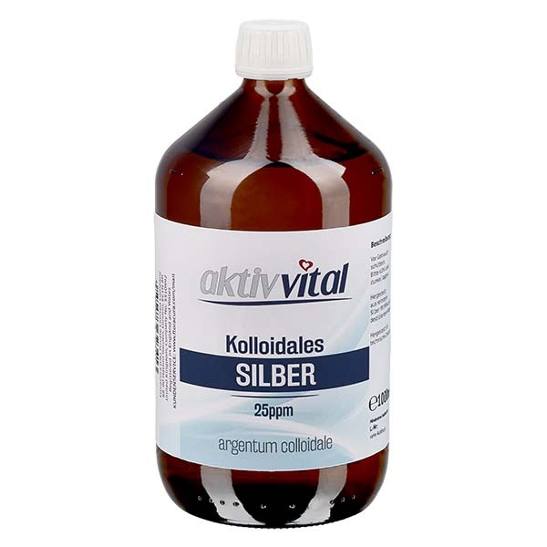 1000 ml Kolloidales Silber 25ppm Aktiv-Vital in brauner PET Flasche mit Originalitätsverschluss OV