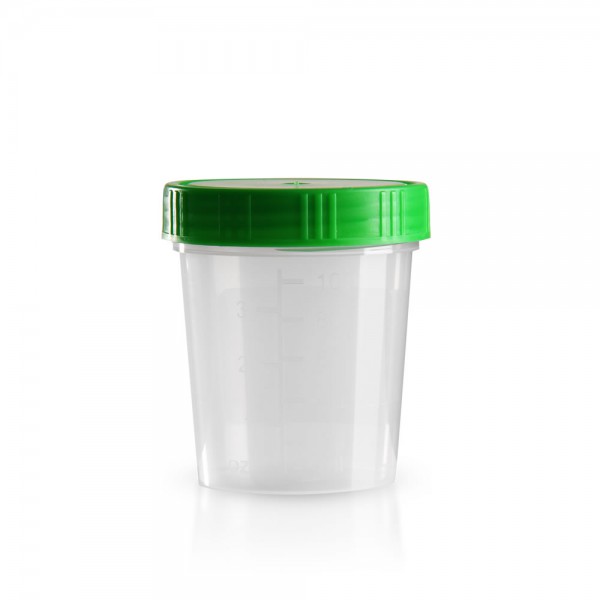 Urinbecher mit grünem Schraubdeckel 125ml