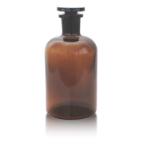 Apothekerflasche 500 ml mit Glasstopfen - Enghals braun