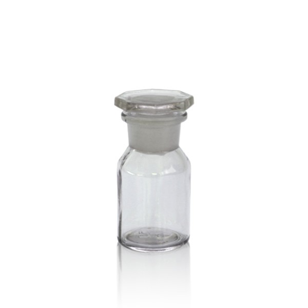 Steilbrustflasche 50ml mit Glasstopfen Weithals klar