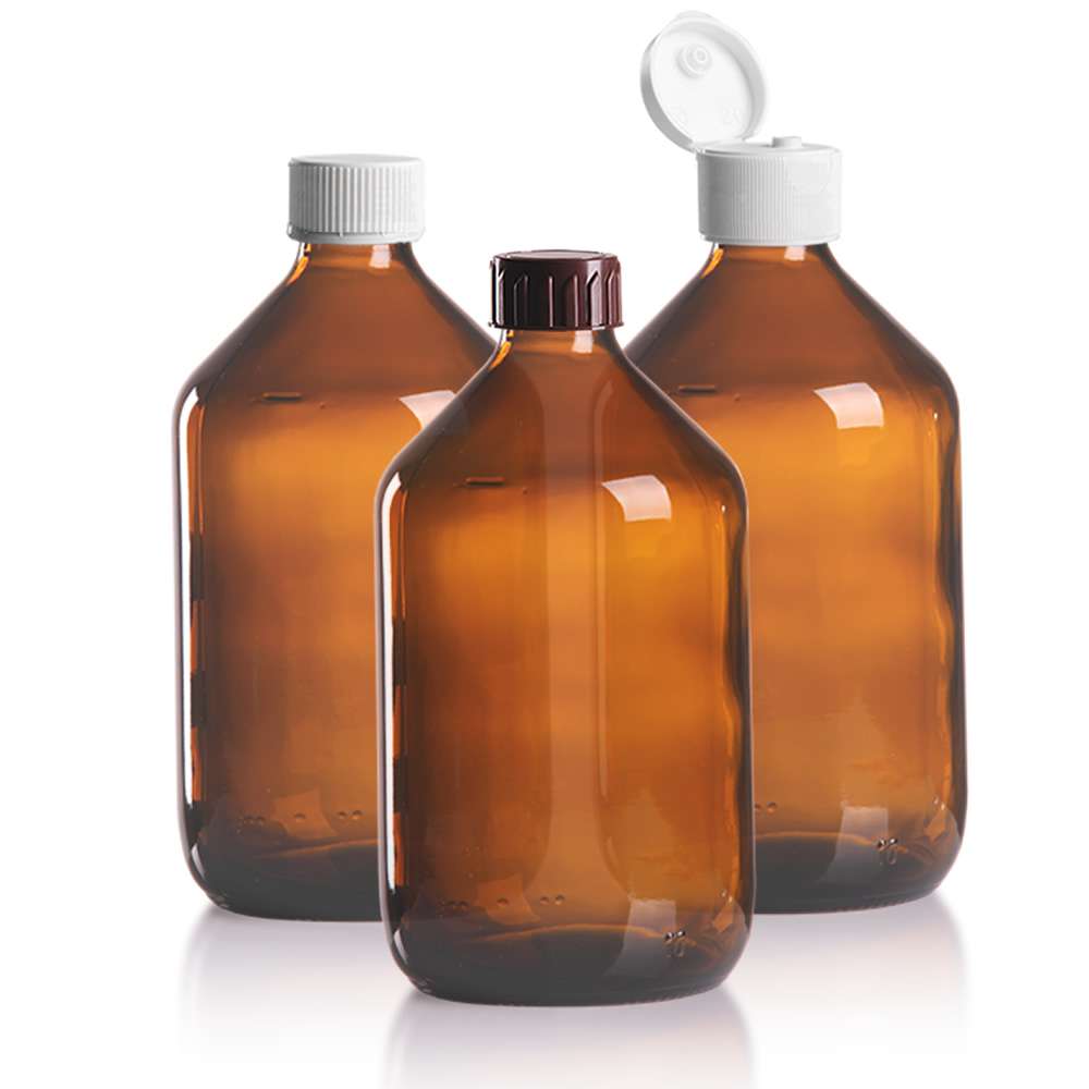 Euro Medizinflasche 500ml + Schraubverschluss | Schraubverschluss | Braunglas | Euro Medizinflaschen | Apothekenglas